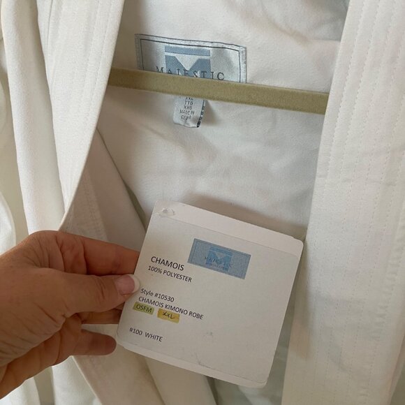 Majestic International Mens Kimono Robe Size XXL White Chamois Casual New - Picture 7 of 13
